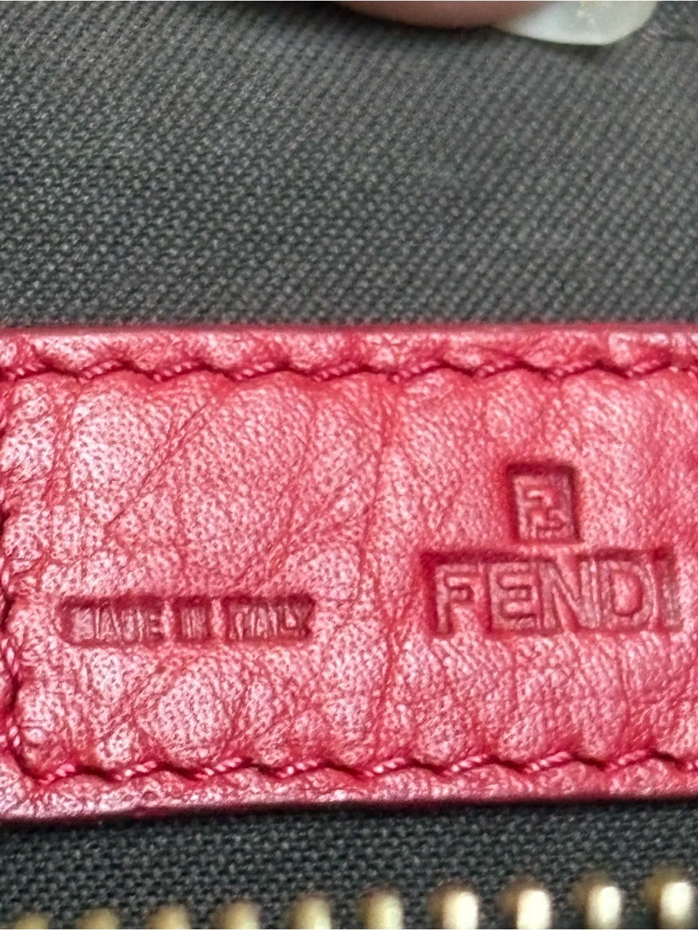 Auth Fendi Logo canvas pouch